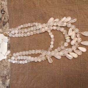 Large Beaded Women's Necklace Blush Pink With Earring Set